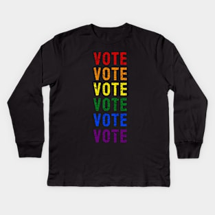 Vote LGBTQ+ Distress Style, Vote for American President 2020 Kids Long Sleeve T-Shirt